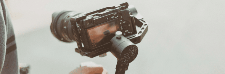 A professional camera with a stabilizer