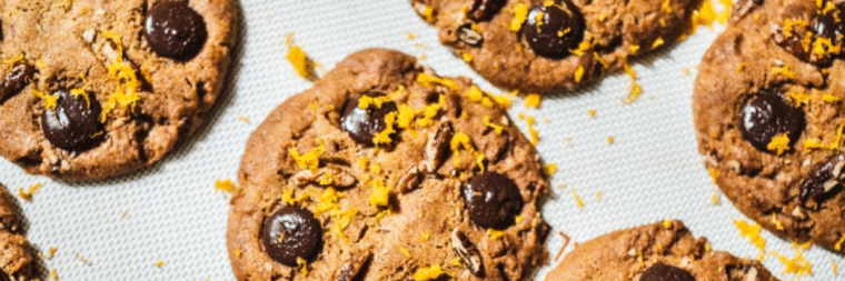A close up to chocolate chips cookies
