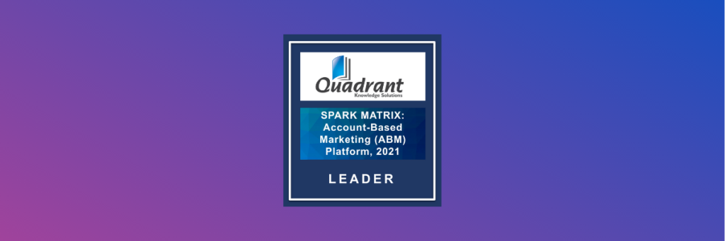 Quadrant Knowledge Solutions logo, with the title 'Account-Based Marketing (ABM) Platform, 2021.